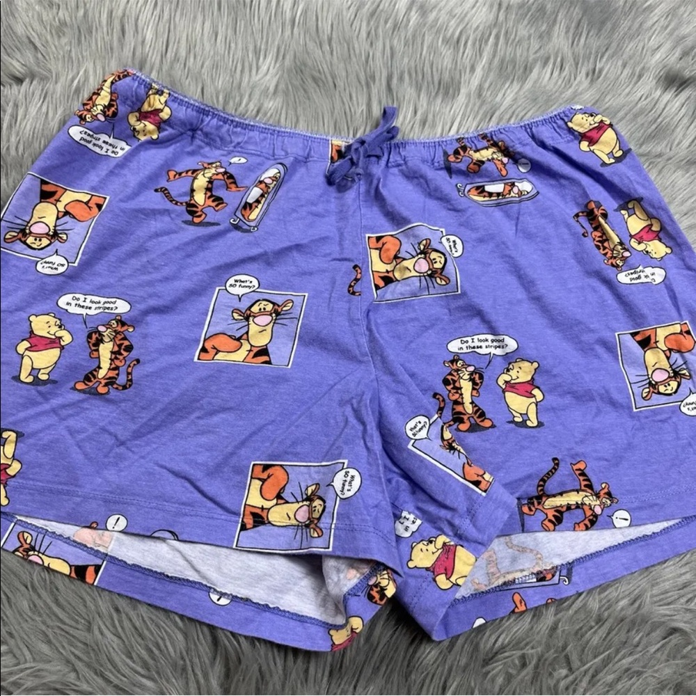 Vintage Y2K Pooh Bear Tigger Disney Purple Sleep Shorts Cotton